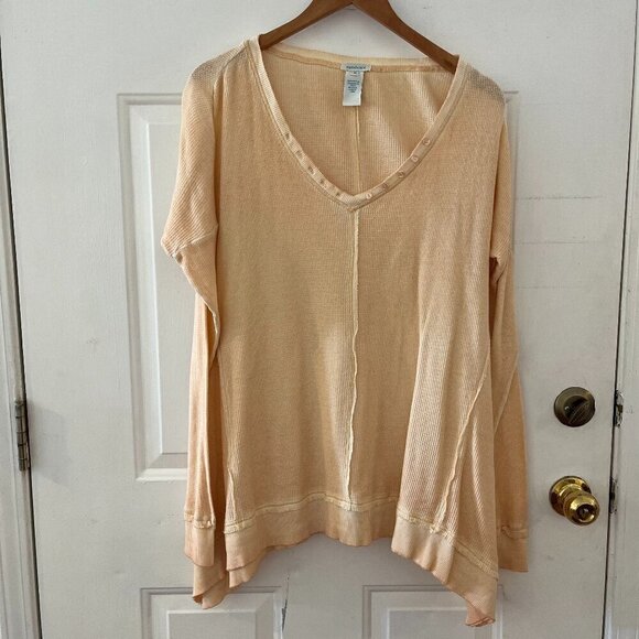 Sundance Woman Oversized Taylor Swift  Orange Thermal Waffle Knit Blouse Sz Med - Picture 1 of 9